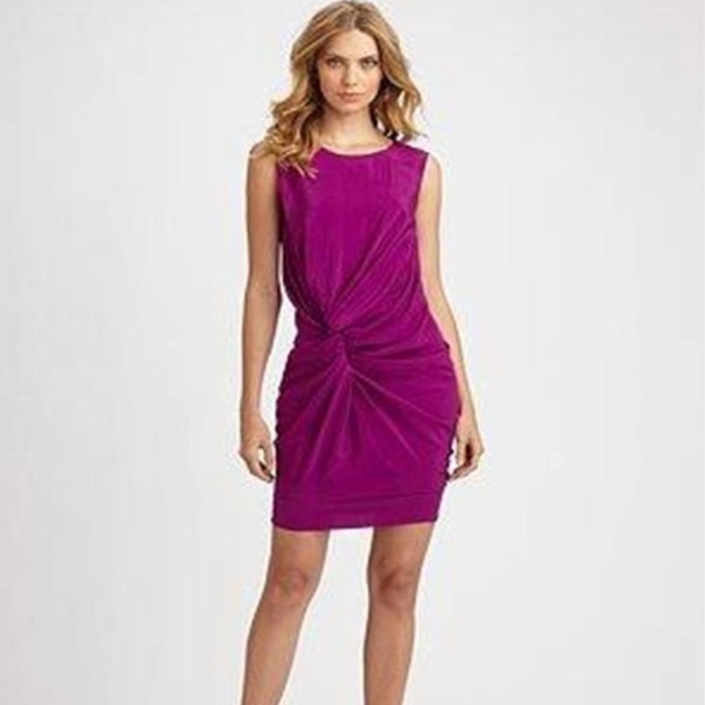 DVF Diane Von Furstenberg ALASTRINA Knot Draped Silk Dress Violet Sz 4